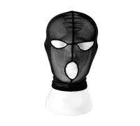 Tingyilan 2Pcs Black Lace Masquerade Full Face Veil Mask with Open Eyes And Mouth Hollow Out See Through Hood Head Cover Party Eyemask for Men Women,A,One Size