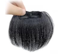 Tingyilan 2Pcs Black Short Human Hair Thick Hairpieces Adding Extra Hair Volume Clip, 2 Clips in Hair Toppers with Thinning Hair for Daily Use,Black,10cm