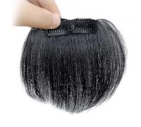 Tingyilan 2Pcs Black Short Human Hair Thick Hairpieces Adding Extra Hair Volume Clip, 2 Clips in Hair Toppers with Thinning Hair for Daily Use,Black,15cm