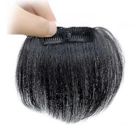 Tingyilan 2Pcs Black Short Human Hair Thick Hairpieces Adding Extra Hair Volume Clip, 2 Clips in Hair Toppers with Thinning Hair for Daily Use,Black,8cm