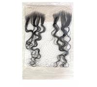 Tingyilan 2Pcs Edges Hair Real Human Hair, Invisible Lace Hairline Hair Extensions Curly Baby Hair Stripes Reusable Lace Baby Hair Edges,Black,V shape