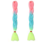 Tingyilan 2Pcs Glow in The Dark Wig, Curly Braiding Hair, Ombre Colour Hair Extensions for Braiding, Luminous Crochet Braids Long for Twist Hair Pieces for Women,34