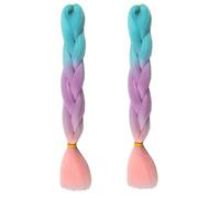 Tingyilan 2Pcs Glow in The Dark Wig, Curly Braiding Hair, Ombre Colour Hair Extensions for Braiding, Luminous Crochet Braids Long for Twist Hair Pieces for Women,35