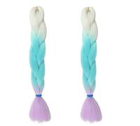Tingyilan 2Pcs Glow in The Dark Wig, Curly Braiding Hair, Ombre Colour Hair Extensions for Braiding, Luminous Crochet Braids Long for Twist Hair Pieces for Women,38