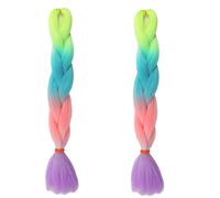 Tingyilan 2Pcs Glow in The Dark Wig, Curly Braiding Hair, Ombre Colour Hair Extensions for Braiding, Luminous Crochet Braids Long for Twist Hair Pieces for Women,42