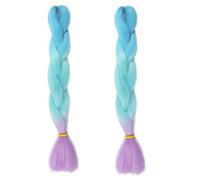 Tingyilan 2Pcs Glow in The Dark Wig, Curly Braiding Hair, Ombre Colour Hair Extensions for Braiding, Luminous Crochet Braids Long for Twist Hair Pieces for Women,36