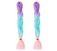 Tingyilan 2Pcs Glow in The Dark Wig, Curly Braiding Hair, Ombre Colour Hair Extensions for Braiding, Luminous Crochet Braids Long for Twist Hair Pieces for Women,32