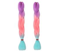 Tingyilan 2Pcs Glow in The Dark Wig, Curly Braiding Hair, Ombre Colour Hair Extensions for Braiding, Luminous Crochet Braids Long for Twist Hair Pieces for Women,31
