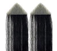 Tingyilan 2pcs Men's Sideburns Human Hair Toupee Triangle Hairpieces for Hair on the Temples, Straight Tape Hair Replacement System 15cm,Black,3x3x4cm