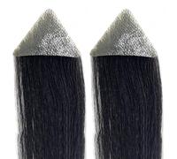 Tingyilan 2pcs Men's Sideburns Human Hair Toupee Triangle Hairpieces for Hair on the Temples, Straight Tape Hair Replacement System 15cm,Black,4x4x5cm