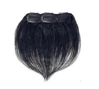 Tingyilan 2Pcs Short Human Hair Crown Hair Extensions Clip in Mini Hair Pieces, 3 Clips in Bangs Hair Extensions for Women And Men with Thinning Hair,Black,10cm