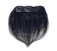 Tingyilan 2Pcs Short Human Hair Crown Hair Extensions Clip in Mini Hair Pieces, 3 Clips in Bangs Hair Extensions for Women And Men with Thinning Hair,Black,15cm
