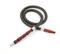 Tingyilan 3pcs Hookah Hose 100cm Washable Leather Hookah Pipe Wooden Handle Hookah Accessories, Soft Touch Rubber Handle Alloy Tip Leather Wrapped,Black