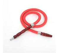 Tingyilan 3pcs Hookah Hose 100cm Washable Leather Hookah Pipe Wooden Handle Hookah Accessories, Soft Touch Rubber Handle Alloy Tip Leather Wrapped,Red