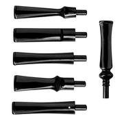 Tingyilan 6pcs Straight Stem Replacement Tobacco Pipe Mouthpiece Fit 3mm Metal Filters DIY Pipe Accessories, Black Acrylic Pipe for Wooden Tobacco Pipe