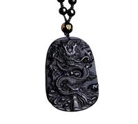 Tingyilan Black Obsidian Dragon Pendant Necklace