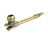 Tingyilan Brass Tobacco Smoking Pipe Head of Dragon Metal Herb Pipes for Smoking Long Tobacco Smoking Pipes Cigar Pipe for Grandfather Husband,S