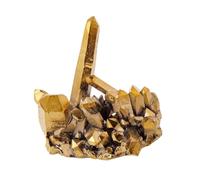 Tingyilan Colorful Titanium Coated Quartz Crystal Cluster Specimen, Natural Quartz Crystals and Gemstones Colourful Rock Mineral Reiki Healing Decorative Stone,Gold