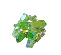 Tingyilan Colorful Titanium Coated Quartz Crystal Cluster Specimen, Natural Quartz Crystals and Gemstones Colourful Rock Mineral Reiki Healing Decorative Stone,Green