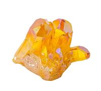 Tingyilan Colorful Titanium Coated Quartz Crystal Cluster Specimen, Natural Quartz Crystals and Gemstones Colourful Rock Mineral Reiki Healing Decorative Stone,Dark Yewllow
