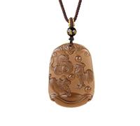 Tingyilan Feng Shui Natural Obsidian Gemstone Chinese 12 Zodiac Carving Amulet Pendant Necklace Gemstone Horoscope Animal Sign Amulet,Brown,Chicken+Cow+Snake