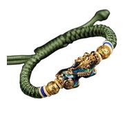 Tingyilan Feng Shui The Best Prosperity Handmade Woven Bracelet with Color Changed Gold-plated Copper Pi Xiu/Pi Yao Attract Wealth and Good Luck,B,17~25cm