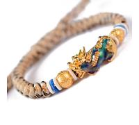 Tingyilan Feng Shui The Best Prosperity Handmade Woven Bracelet with Color Changed Gold-plated Copper Pi Xiu/Pi Yao Attract Wealth and Good Luck,A,17~25cm