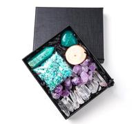 Tingyilan Healing Crystals Set, Raw Chakra, Tumbled Stones, Bullet Shaped Chakra Stones, Crystal Chips and Wood, Gemstones Crystal Gifts,tianheshi