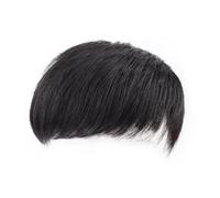 Tingyilan Men's Hair Piece, Black Wig Hair System, Real Human Hair Toupee for Invisible Forehead Hairpiece Fringe Bang Replacement System,Natural,16x18cm