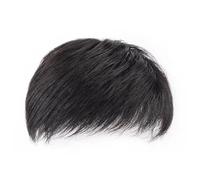 Tingyilan Men's Hair Piece, Black Wig Hair System, Real Human Hair Toupee for Invisible Forehead Hairpiece Fringe Bang Replacement System,Short,18x20cm