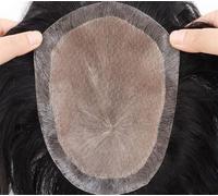 Tingyilan Mens Toupee System Durable Fine Mono Swiss Lace PU Skin Human Hair Hairline Hairpiece, Poly Skin Hair Unit Wigs, 15Cm Replacement System,Black,14x19cm