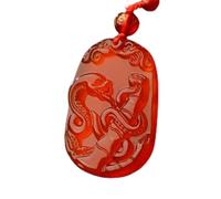 Tingyilan Men's Women's Red Agate Chinese Zodiac Signet Pendant Necklace with Chain Feng Shui Wealth Necklace Amulet Jewelry,Snake