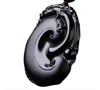 Tingyilan Natural Black Obsidian Crystal Buddha Strength Protection Amulet Lucky Charm Pendant Necklace,Style E