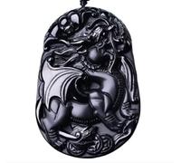 Tingyilan Natural Black Obsidian Crystal Buddha Strength Protection Amulet Lucky Charm Pendant Necklace,Style K