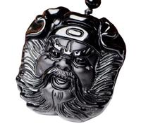 Tingyilan Natural Black Obsidian Crystal Buddha Strength Protection Amulet Lucky Charm Pendant Necklace,Style F