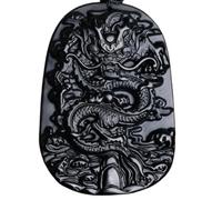 Tingyilan Natural Black Obsidian Crystal Buddha Strength Protection Amulet Lucky Charm Pendant Necklace,Style L