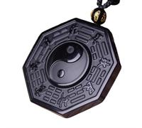 Tingyilan Natural Black Obsidian Crystal Buddha Strength Protection Amulet Lucky Charm Pendant Necklace,Style B