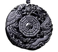 Tingyilan Natural Black Obsidian Crystal Buddha Strength Protection Amulet Lucky Charm Pendant Necklace,Style J