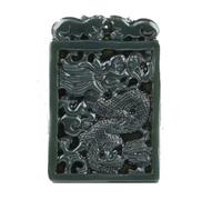 Tingyilan Natural Green Hotan Jade Lucky Dragon Pendant Talisman Amulet Chinese Jade Spiritual Ornaments Jewellery Gifts with Box,3