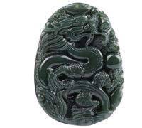 Tingyilan Natural Green Hotan Jade Lucky Dragon Pendant Talisman Amulet Chinese Jade Spiritual Ornaments Jewellery Gifts with Box,9