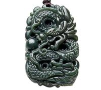 Tingyilan Natural Green Hotan Jade Lucky Dragon Pendant Talisman Amulet Chinese Jade Spiritual Ornaments Jewellery Gifts with Box,8