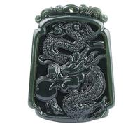 Tingyilan Natural Green Hotan Jade Lucky Dragon Pendant Talisman Amulet Chinese Jade Spiritual Ornaments Jewellery Gifts with Box,2
