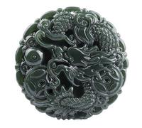 Tingyilan Natural Green Hotan Jade Lucky Dragon Pendant Talisman Amulet Chinese Jade Spiritual Ornaments Jewellery Gifts with Box,1