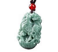 Tingyilan Natural Jade 12 Chinese Zodiac Prosperity Necklace Pendant,Chicken