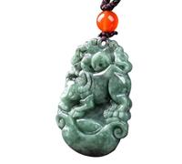 Tingyilan Natural Jade 12 Chinese Zodiac Prosperity Necklace Pendant,Cow