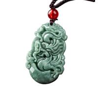 Tingyilan Natural Jade 12 Chinese Zodiac Prosperity Necklace Pendant,Dragon