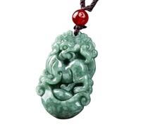 Tingyilan Natural Jade 12 Chinese Zodiac Prosperity Necklace Pendant,Pig