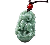 Tingyilan Natural Jade 12 Chinese Zodiac Prosperity Necklace Pendant,Sheep