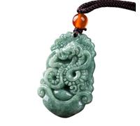 Tingyilan Natural Jade 12 Chinese Zodiac Prosperity Necklace Pendant,Snake