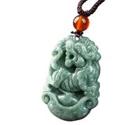 Tingyilan Natural Jade 12 Chinese Zodiac Prosperity Necklace Pendant,Tiger